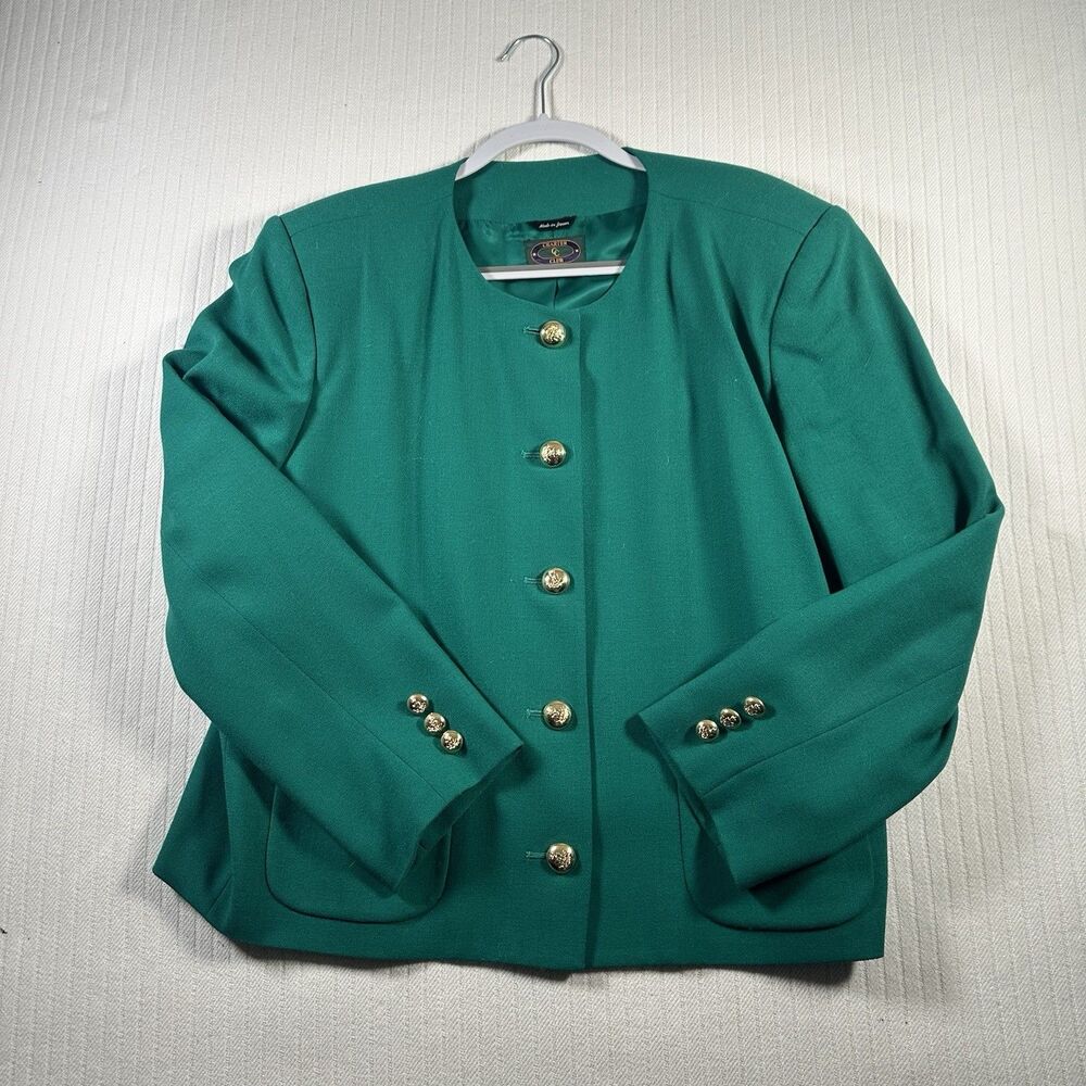 Charter Club Women’s 22W 42 Green Blazer Jacket Gold Tone Buttons Plus Size